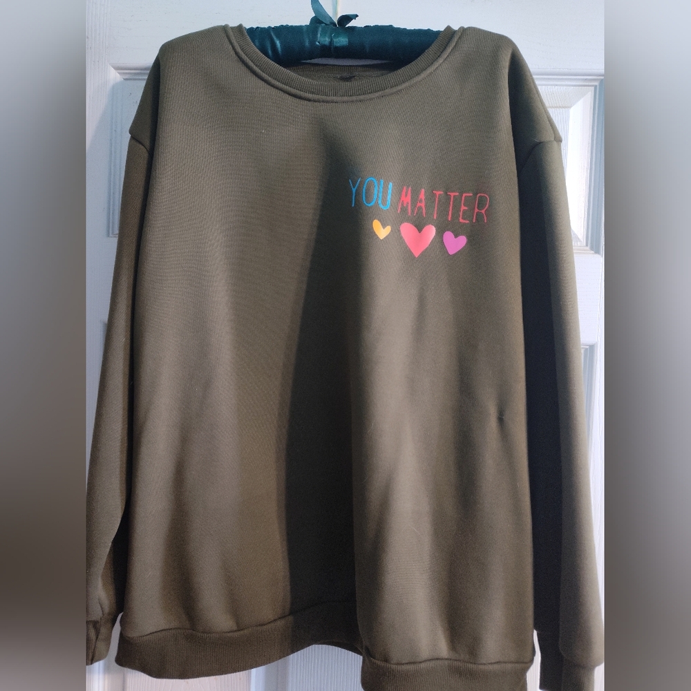 Olive Green 'You Matter' Sweater